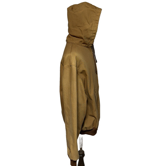 Vintage Carhartt Jacket Mens 2XL Brown Canvas Full Zip Hooded Thermal Coat JR106 - Picture 8 of 11